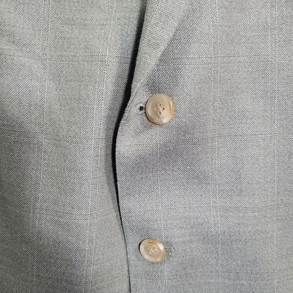 Lauren Ralph Lauren Sport Coat Mens 50L Gray Check Silk Wool 2 Button Blazer